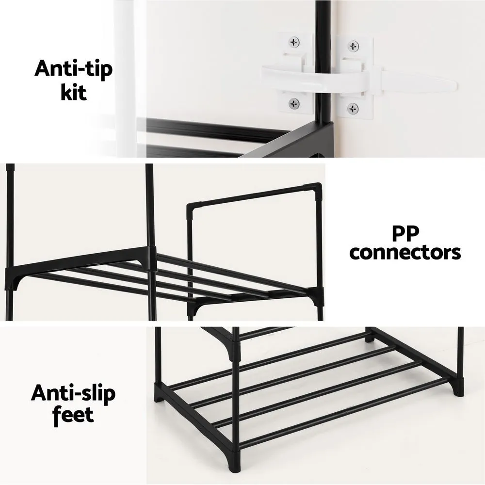 10 Tier Metal Shoe Rack Organiser Black