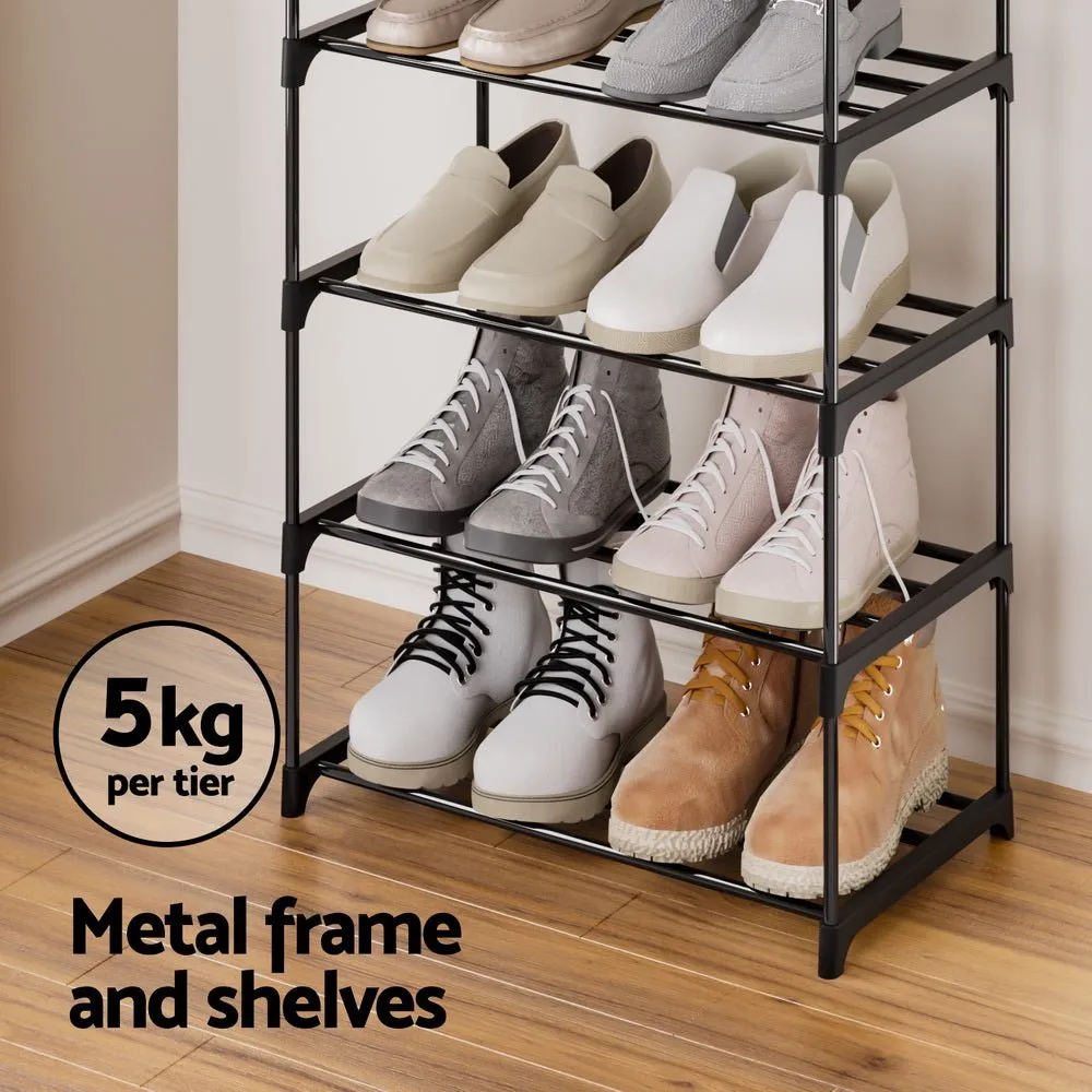 10 Tier Metal Shoe Rack Organiser Black