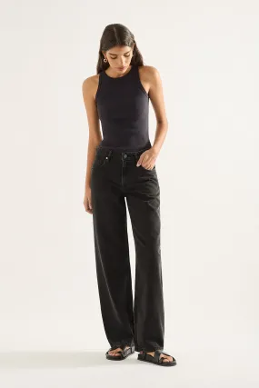 Avril Mid Slouchy Wide Jean Aged Black