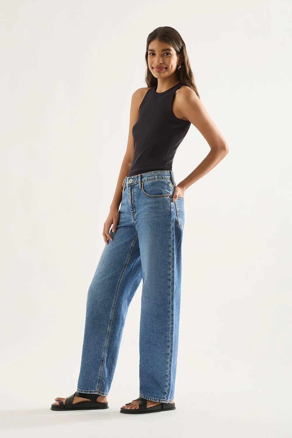 Avril Mid Slouchy Wide Jean Moment Mid Blue