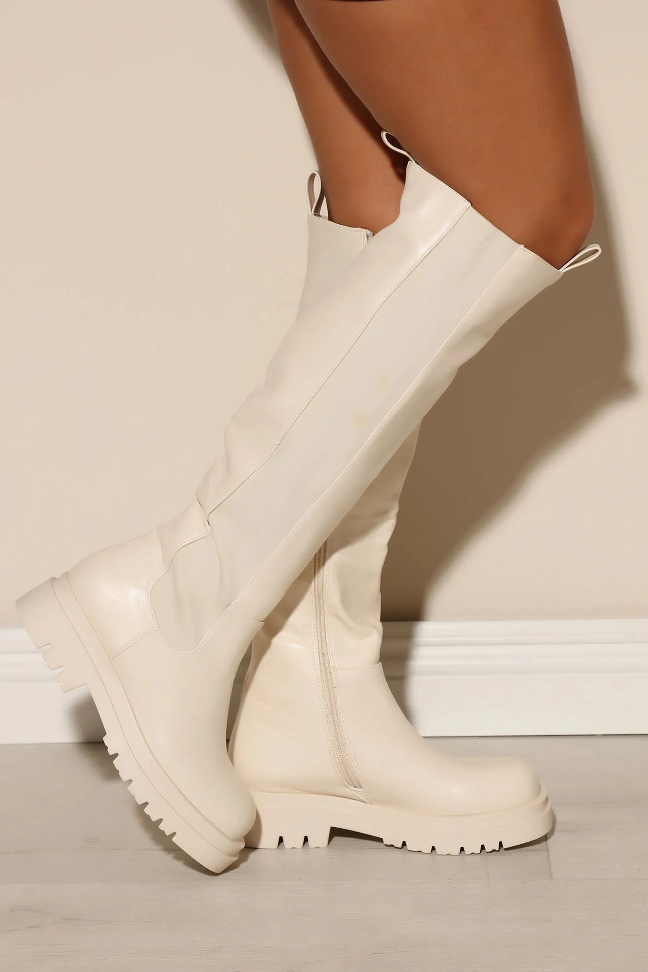 Big Moves Knee High Chelsea Boot - Nude