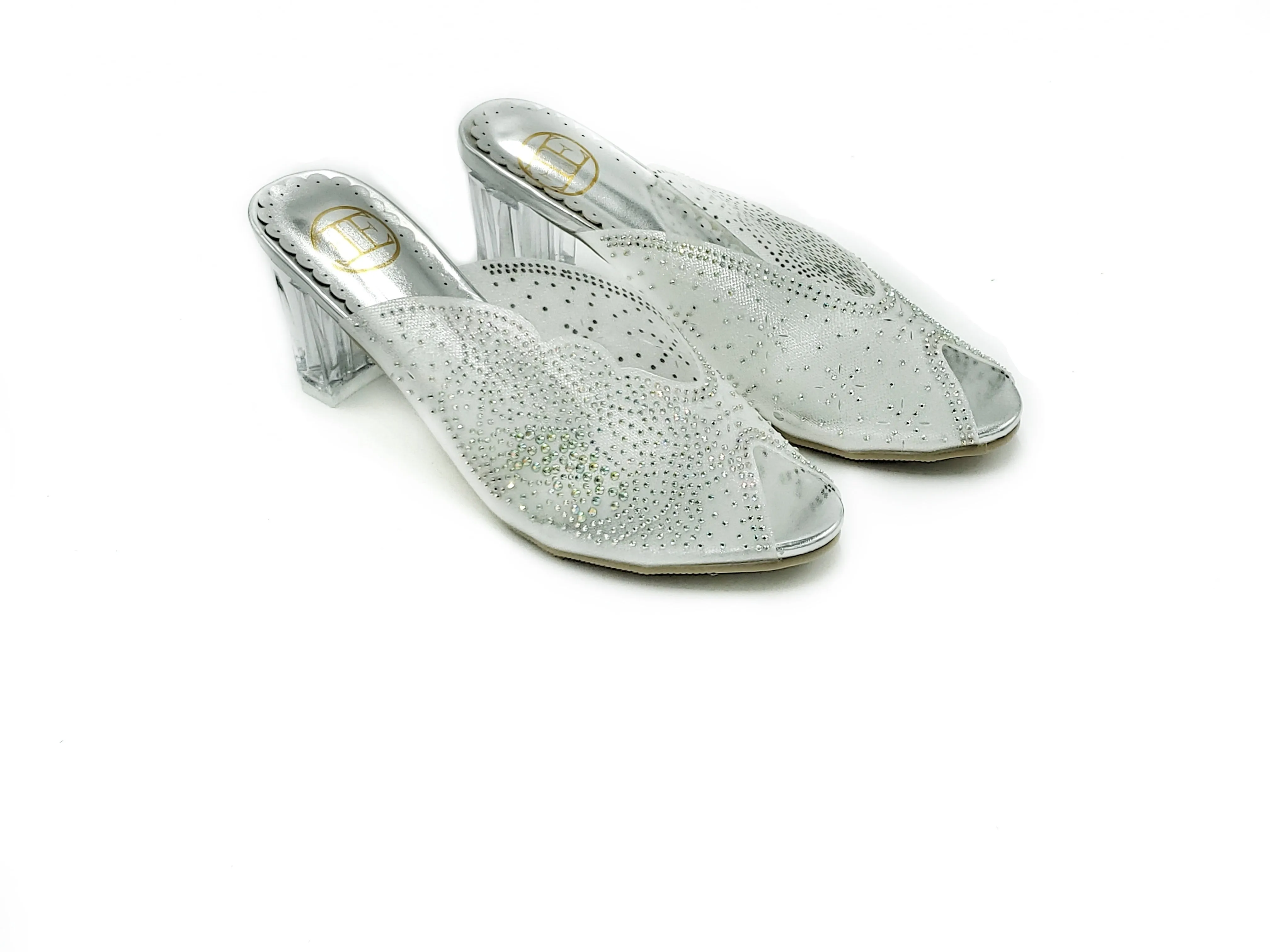 Block Heel Mule - Silver