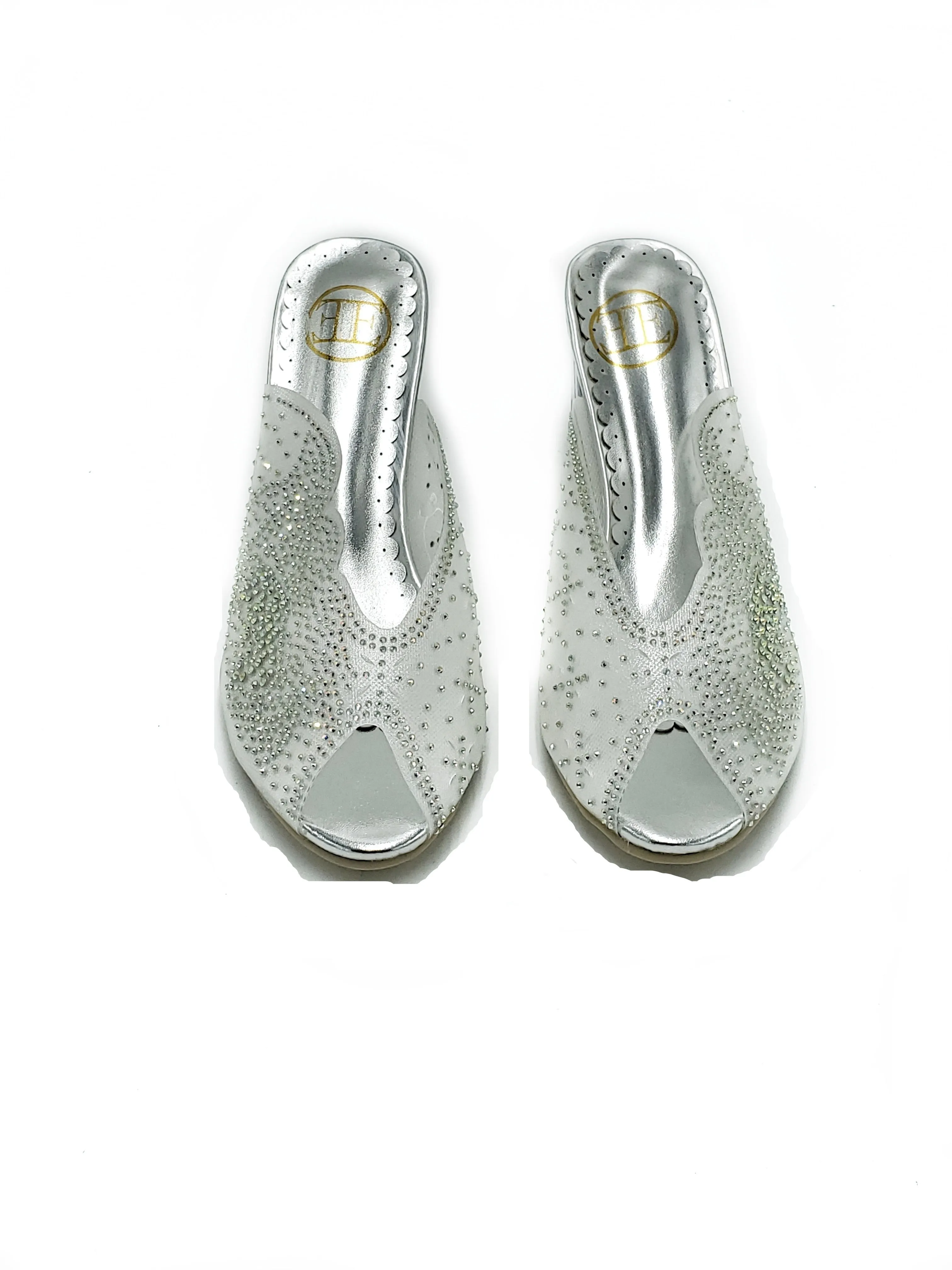 Block Heel Mule - Silver