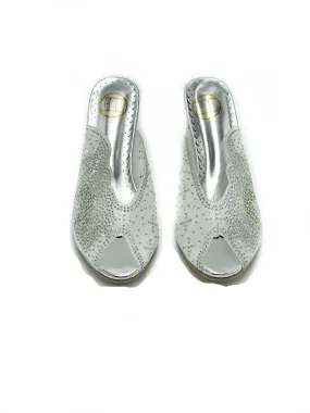 Block Heel Mule - Silver