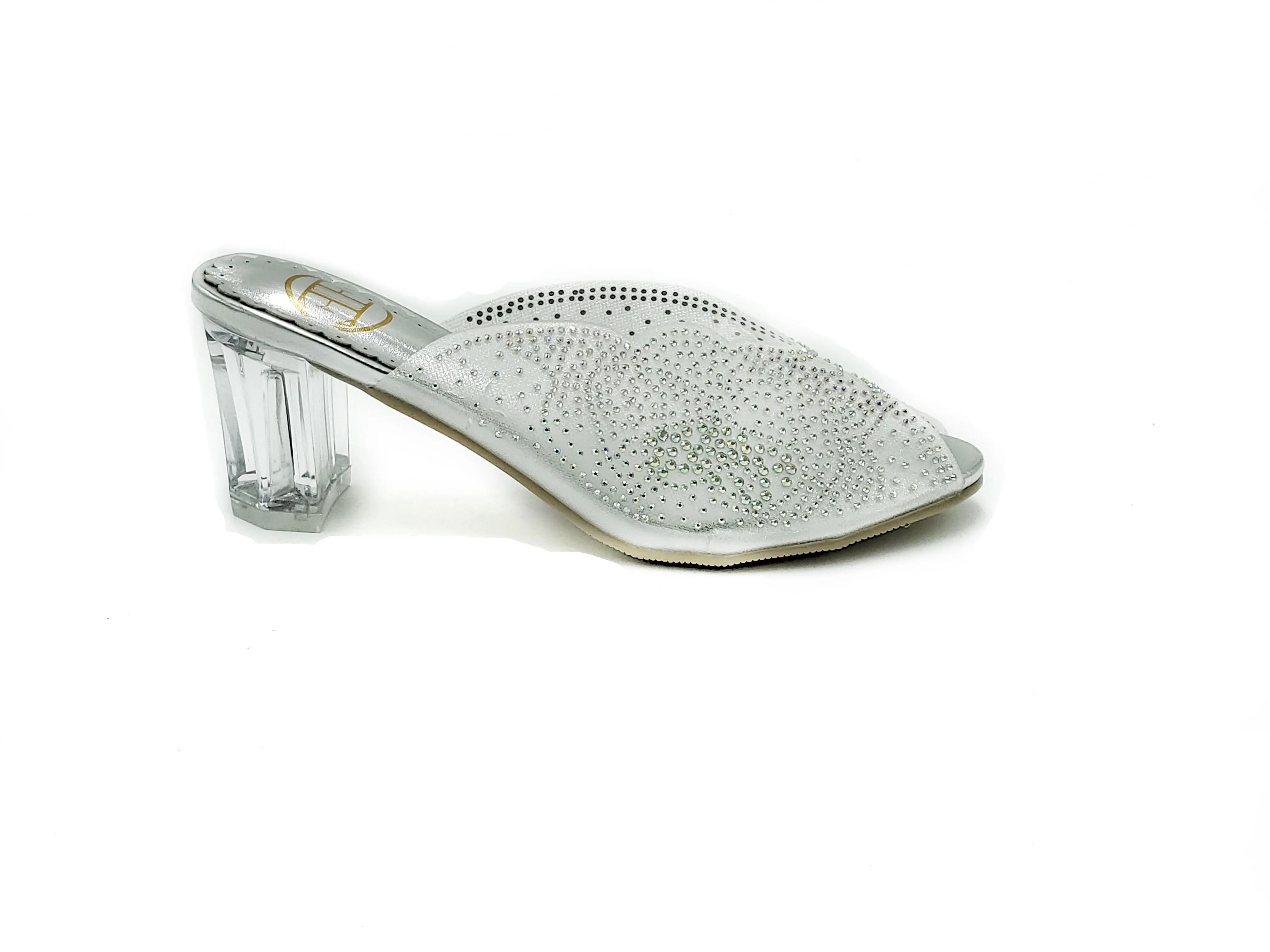 Block Heel Mule - Silver