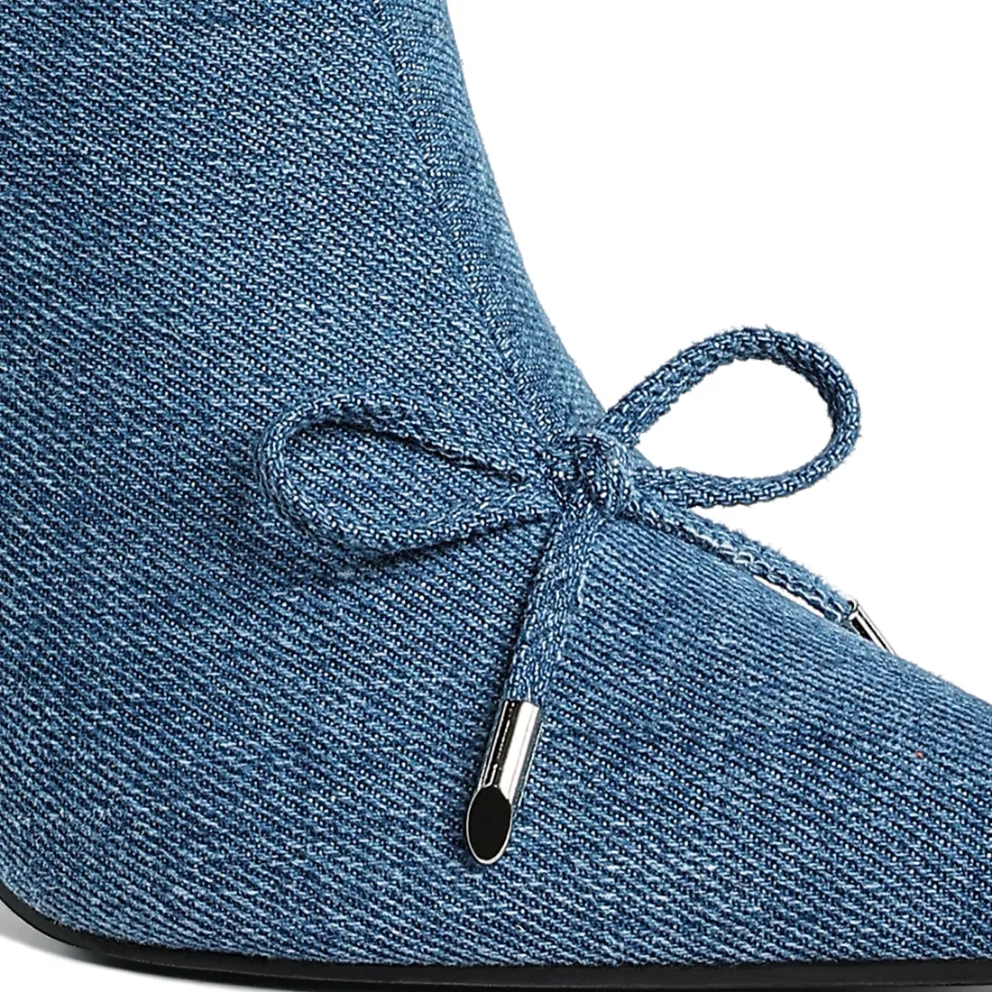 Bow Detail Denim Ankle Boots