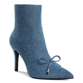 Bow Detail Denim Ankle Boots