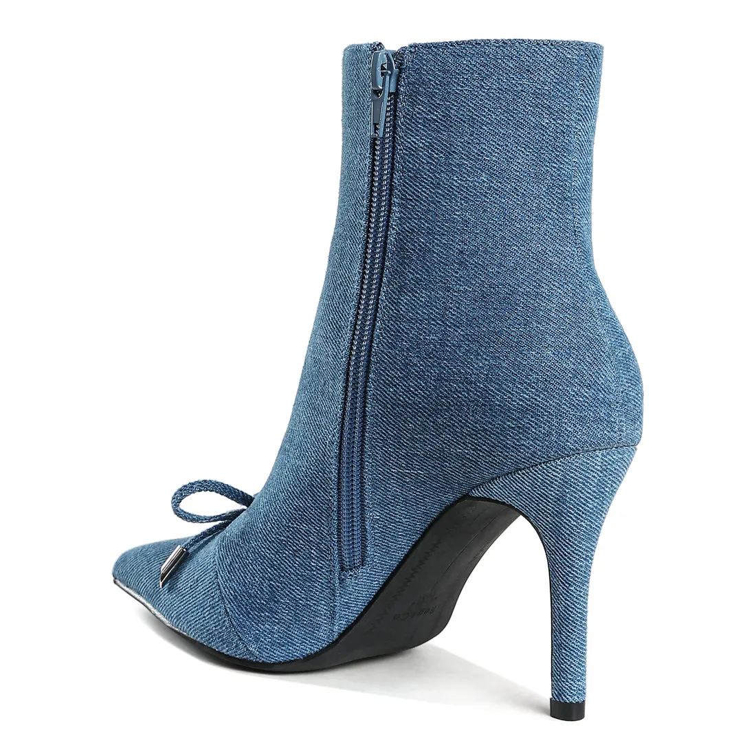 Bow Detail Denim Ankle Boots