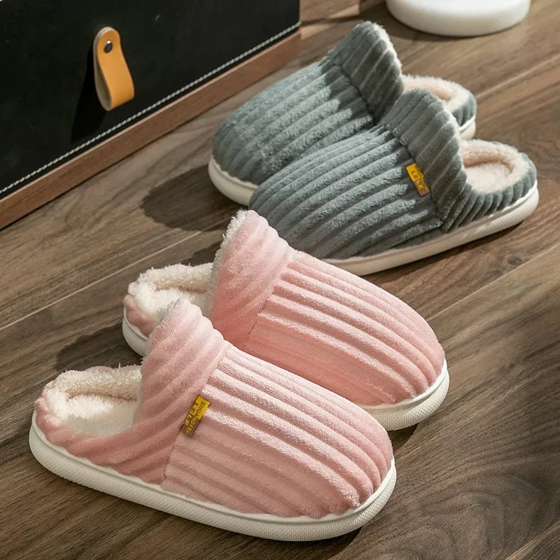 Fluffy Stripes Home Slippers