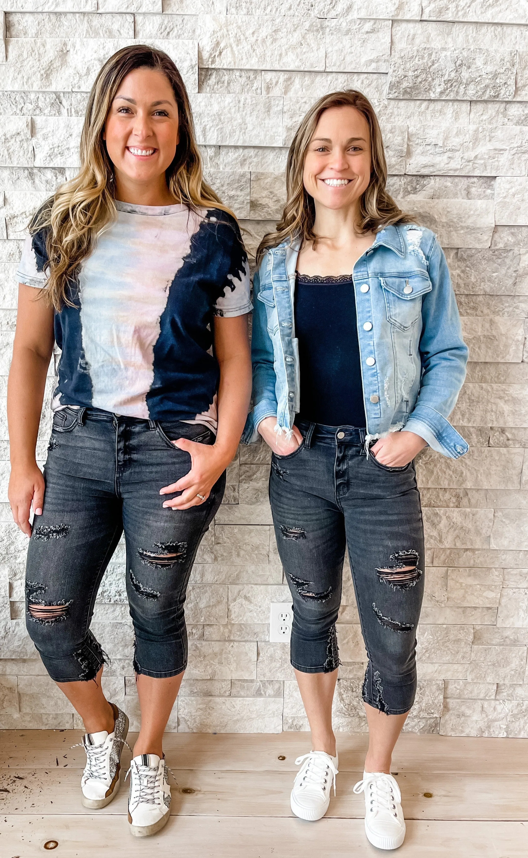 Judy Blue Black Destroyed Skinny Capris