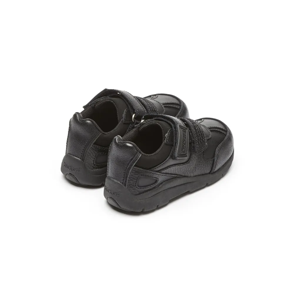 Kickers  Infants BLACK Leather MOAKIE REFLEX Touch fastening strap shoe