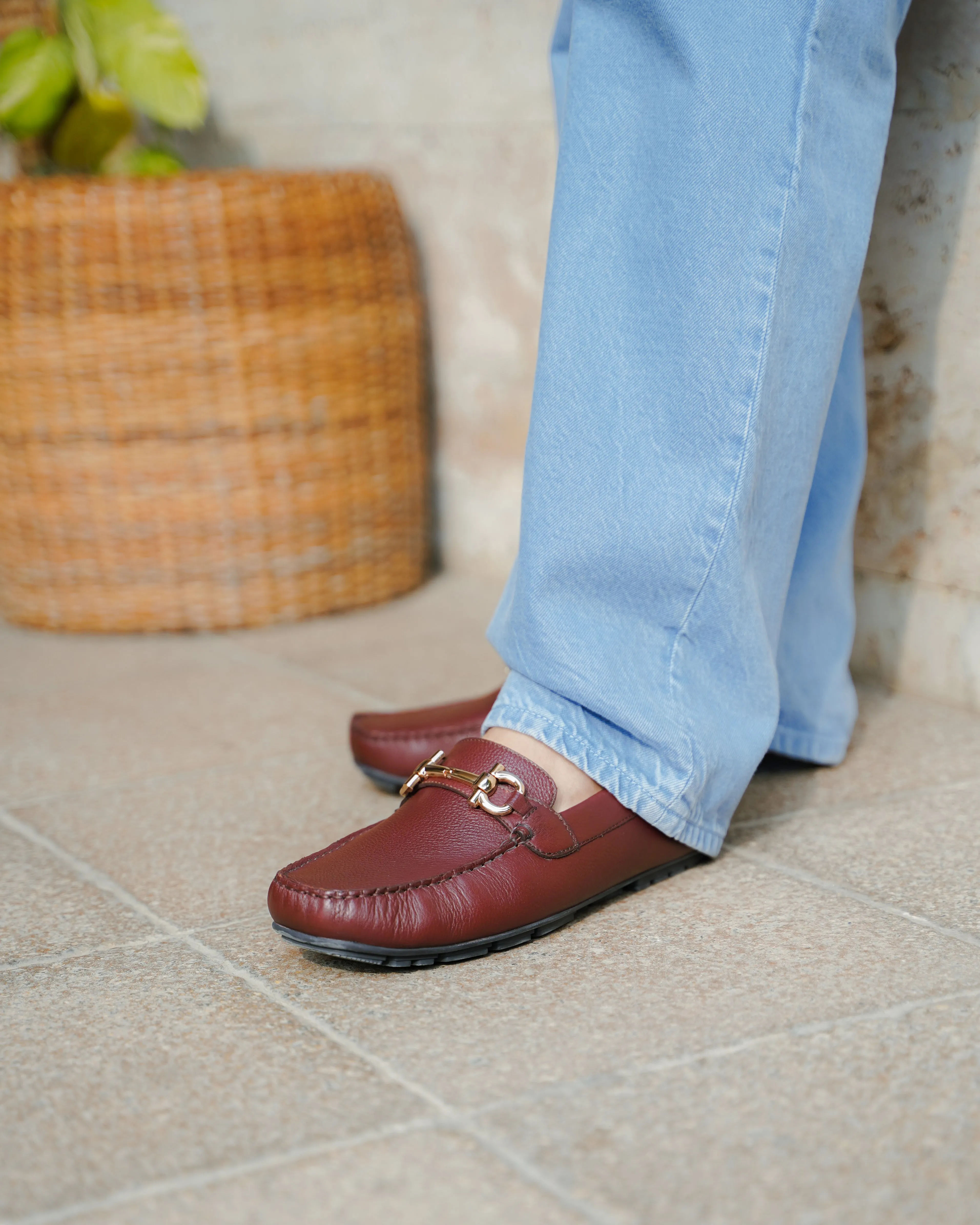 Luzon - Men's Oxblood Pebble Grain Leather Driver Shoe