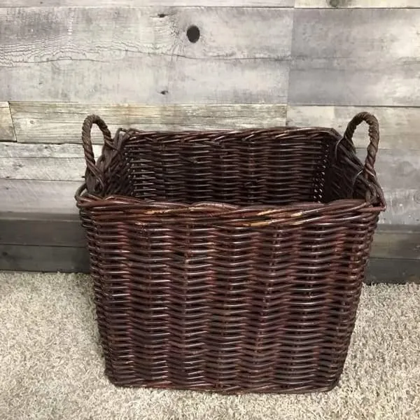 Medium Burgundy Wicker Laundry Basket