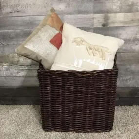 Medium Burgundy Wicker Laundry Basket