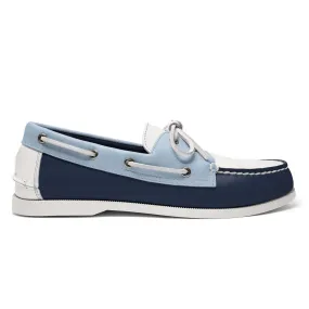 Men’s 2 Eyelet LE Boat Shoe: Navy/White/Lt Blue