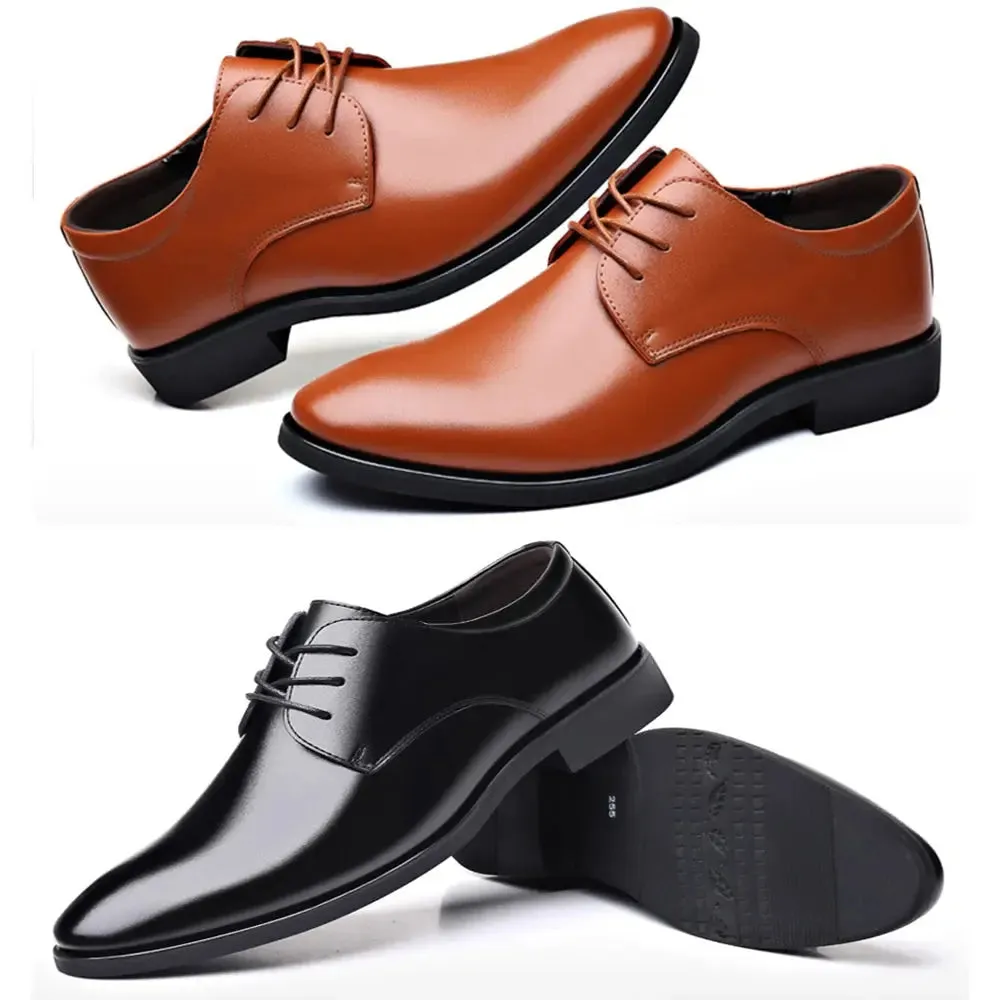 Men's Leather Shoes Casual Formal Office Dress Walking Lace Up Work Shoes