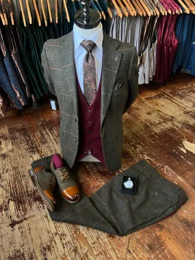 Olive Tweed Check Mix and Match Wedding Look