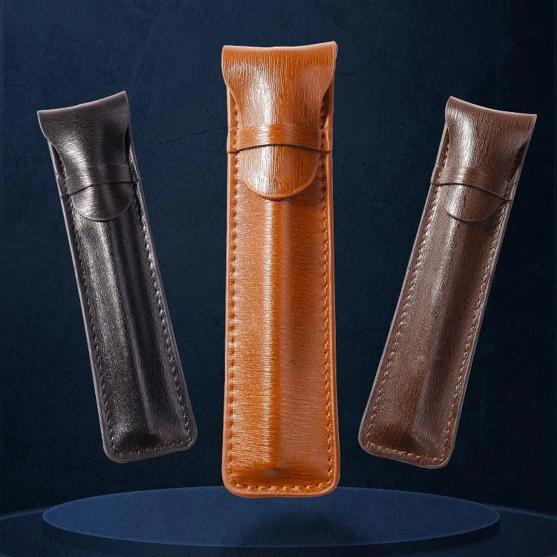 Pen Bags Separated By Single Storage Bags-Sided Leather Of Pure-Color Stationery Case