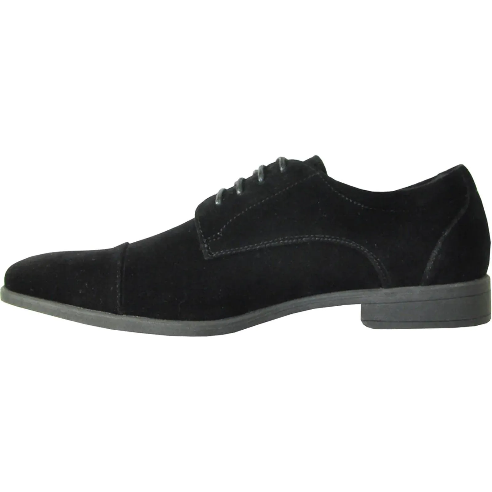"Bravo Black Suede Cap-Toe Dress Shoes for Weddings & Prom"