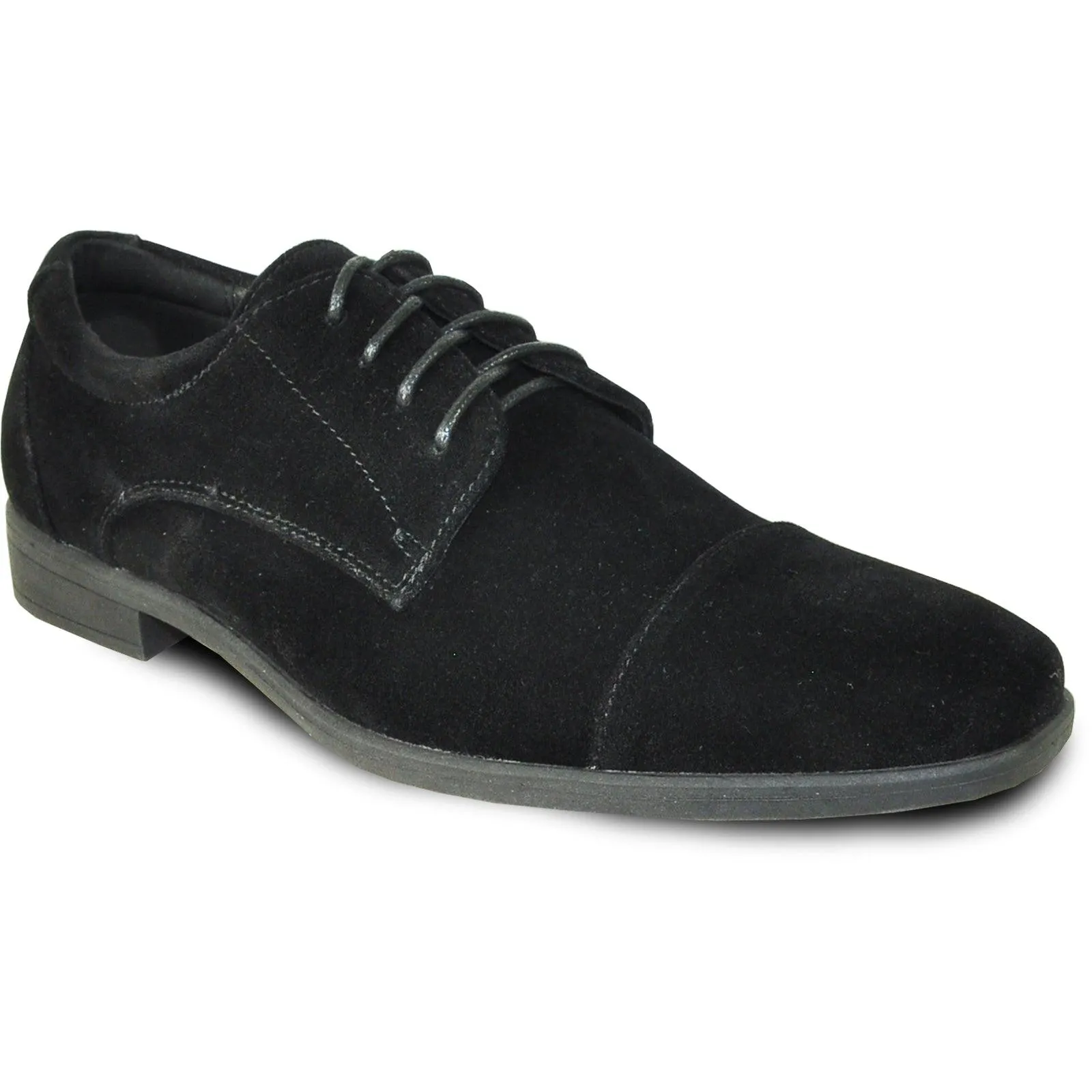 "Bravo Black Suede Cap-Toe Dress Shoes for Weddings & Prom"