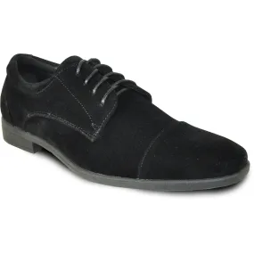 "Bravo Black Suede Cap-Toe Dress Shoes for Weddings & Prom"