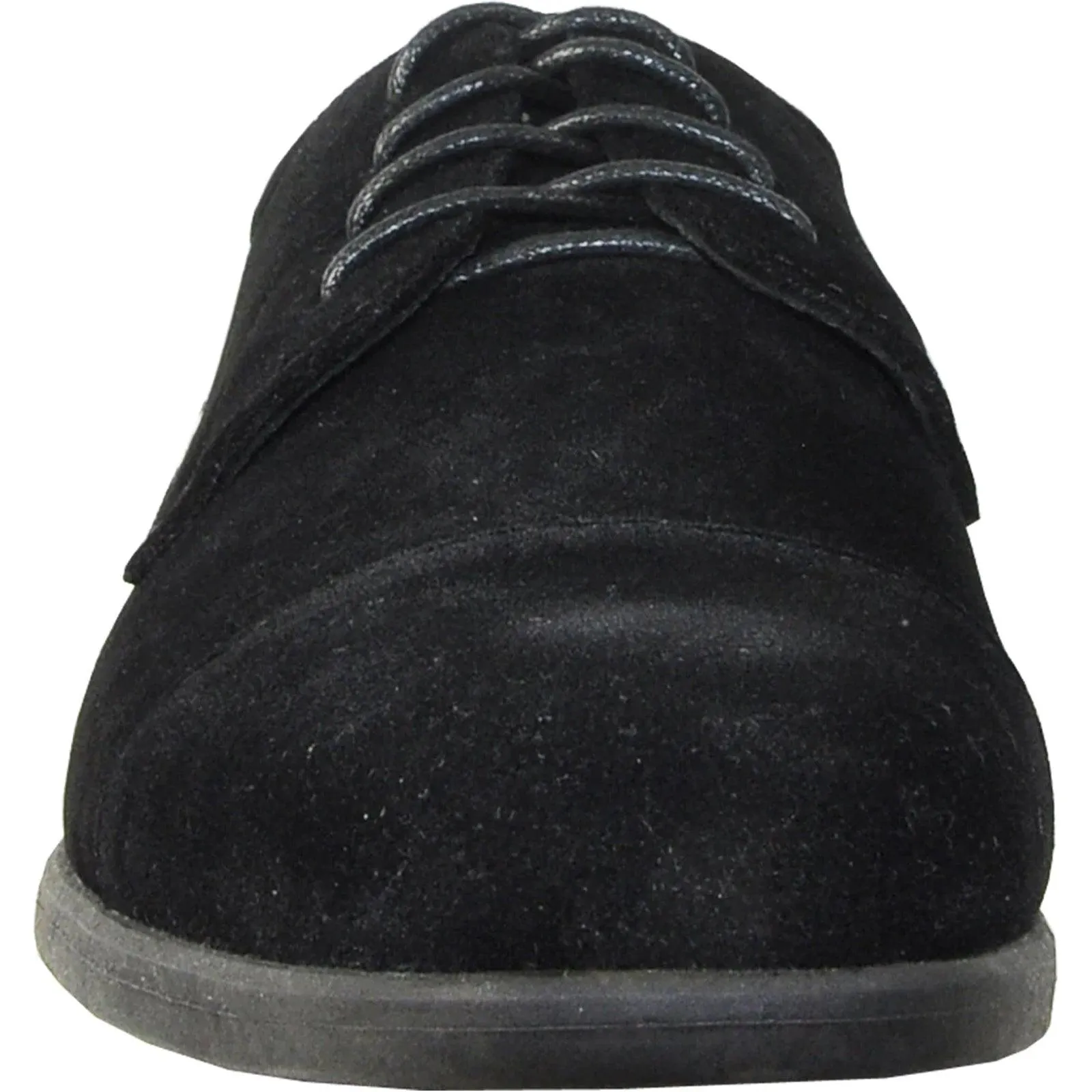 "Bravo Black Suede Cap-Toe Dress Shoes for Weddings & Prom"