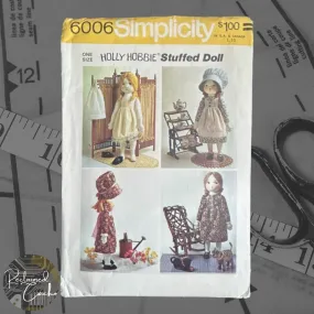 Simplicity 6006 Holly Hobbie Stuffed Doll Pattern - Size One Size
