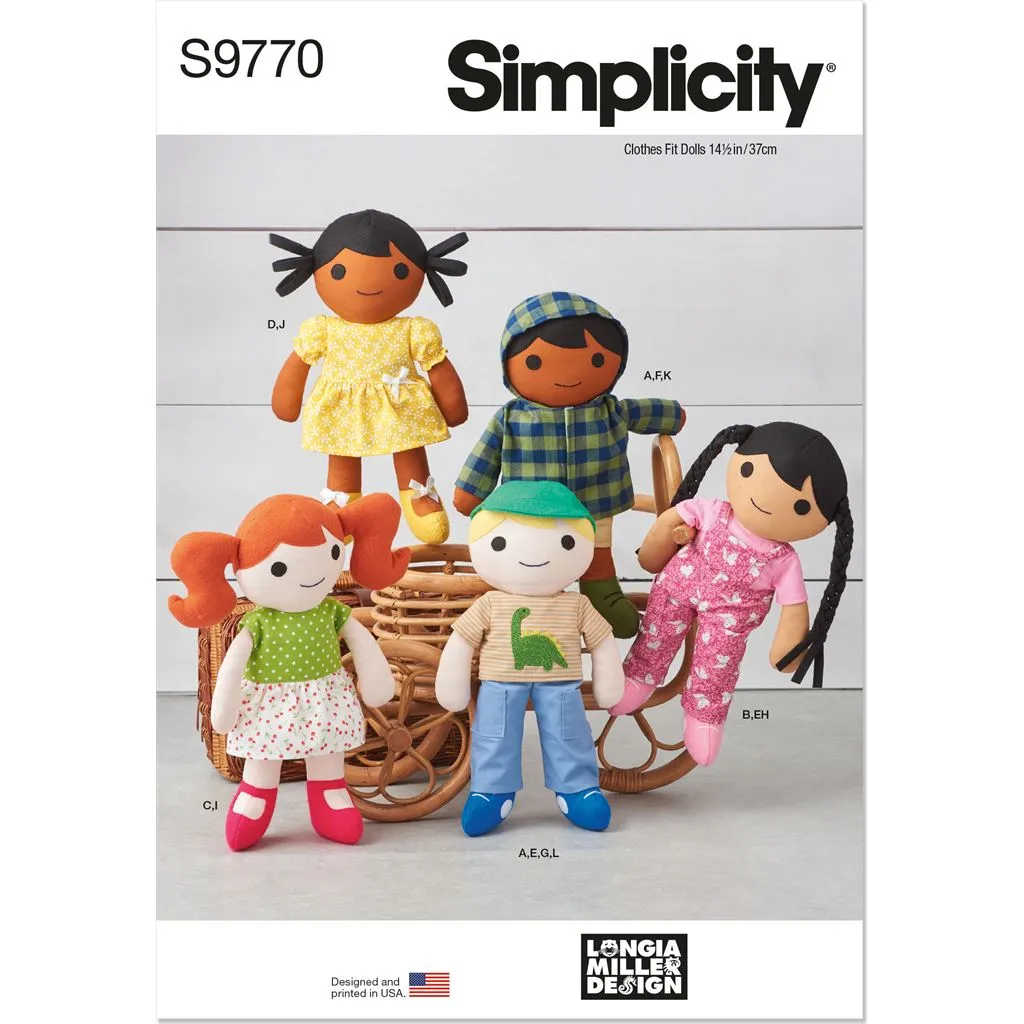 Simplicity Sewing Pattern S9770 14 1 / 2" Cloth Dolls and Clothes by Longia Miller