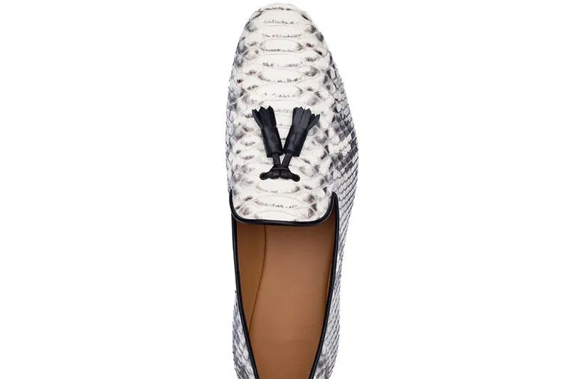 Snake Skin Look Men  Leather Tasseled Shoes