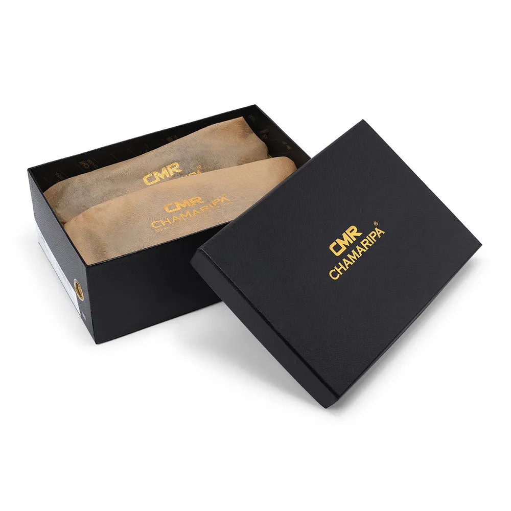 This item only ships to Europe - 7CM / 2.76 Inches CMR CHAMARIPA Black Painted Calfskin Leather Elevator Shoes for Men - Elevate Your Business Casual Look