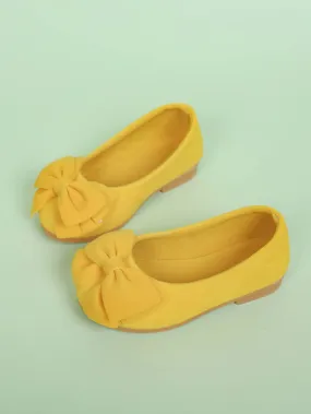 Toddler Girls Minimalist Bow Decor Flats- FD